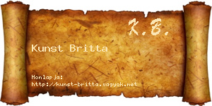 Kunst Britta névjegykártya